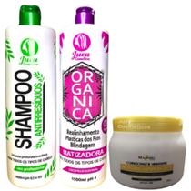 Kit Ativo Progressiva Organica Matizadora Juca 2x1l+ Condicionador Aminoacidos 500g Mairibel
