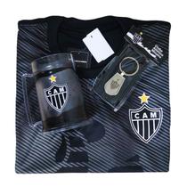 Kit Atlético Mineiro Oficial - Camisa Galo Preto + Caneca + Chaveiro - Masculino