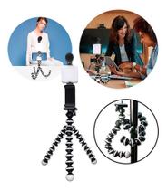 Kit Audiovisual Com Microfone Led Tripé Para Vídeos