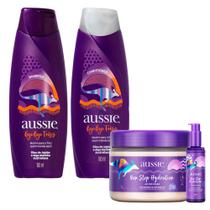 Kit Aussie Bye Bye Frizz Maciez e Brilho Shampoo 180ml + Condicionador 180ml + Máscara Non Stop 270ml + Serum Non Stop 95ml