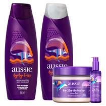 Kit Aussie Bye Bye Frizz Maciez e Brilho Shampoo 360ml + Condicionador 360ml + Máscara Non Stop 270ml + Serum Non Stop 95ml