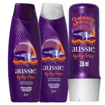 Kit Aussie Bye Bye Frizz: Shampoo 360ml + Condicionador 360ml + Tratamento 3 Minute Miracle 236ml