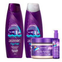 Kit Aussie Mega Moist Super Hidratação Shampoo 360ml + Condicionador 360ml + Máscara Non Stop 270ml + Serum Non Stop 95ml