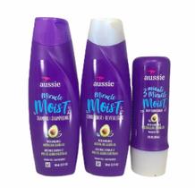Kit Aussie Miracle Moist Shampoo 360ml e Condicionador 360ml + Máscara Miracle Moist 236ml