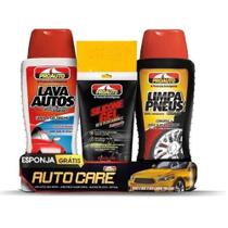 Kit auto care lava auto cera/limpa pneus/silicone gel/esponja-proauto