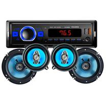 Kit Auto Rádio + 2 Alto Falantes 6" + 2 Alto Falantes 5" 50W RS-2665BR Smart Kit Line Roadstar