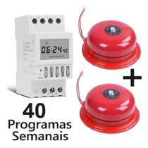 Kit Automatizador Sirene Timer Escola 2 Campainha Metal 220v