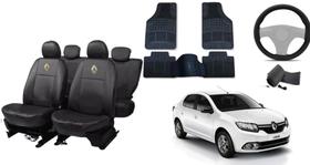 Kit Automotivo Completo Logan 08-17 com Capas de Couro e Volante