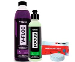 Kit Automotivo Focus Polidor Tira Chuva Acida V-floc Para-brisa Vonixx