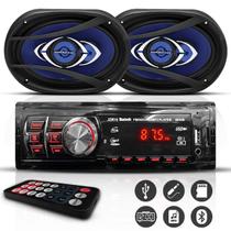 Kit Automotivo Radio Usb Bt e 1 Par Alto Falante de 6x9 Polegadas - First Option