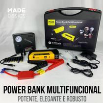 Kit Auxiliar Partida Carro Emergência Bateria Portátil Veicular Power Bank Bivolt Maleta Portátil