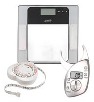 Kit Avaliação Corporal com Balança Bioimpedância Adipômetro e Fita Antropométrica Kit Avaliação Corporal com Balança Bioimpedância Adipômetro e Fita Antropométrica