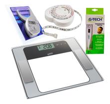 Kit Avaliação Física Balança G-Tech Plicômetro Digital Termômetro Trena Corporal IMC