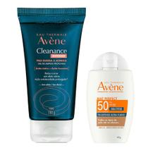 Kit Avène Cleanance: Gel de Limpeza Intense + Protetor Solar Mat Perfect FPS 50 Médio Escuro