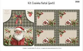 Kit avental 5 peças cozinha natal gentil 3130 igaratinga