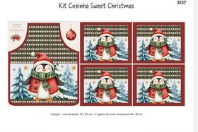 Kit avental 5 peças cozinha sweet christmas 3137 igaratinga Kit avental 5 peças cozinha sweet christmas 3137 igaratinga