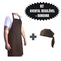 Kit Avental + Bandana Marrom Cozinha Chef Restaurante burger Kit Avental + Bandana Marrom Cozinha Chef Restaurante burger