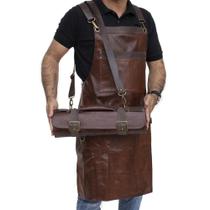 Kit Avental Churrasqueiro Em Couro Bovino Premium + Estojo Porta Facas Kit Avental Churrasqueiro Em Couro Bovino Premium + Estojo Porta Facas