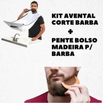Kit Avental Corte De Barba C/ Ventosa Pente Bolso P/ Barba