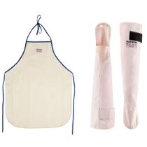 Kit Avental Cozinha Industrial 250 Graus Kombat Heat e Mangote de Segurança Branco