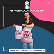 Kit Avental E Touca Filha Coruja Corujinha Rosa Infantil