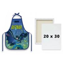 Kit Avental Escolar PVC Batman + Tela de Pintura 20x30 Kit Avental Escolar PVC Batman + Tela de Pintura 20x30