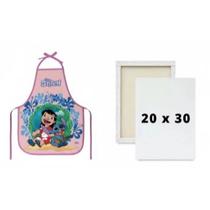 Kit Avental Escolar PVC Stitch + Tela de Pintura 20x30 Kit Avental Escolar PVC Stitch + Tela de Pintura 20x30