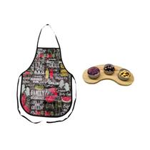 Kit Avental Estampado Vermelho e Petisqueira Space