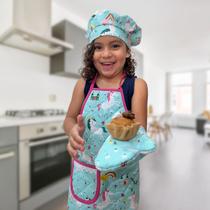 Kit Avental Infantil com Touca e Luva Menina 3 Pçs - Recanto da Costura