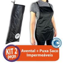 Kit Avental + Puxa Saco Impermeável Cozinha Lavanderia Porta Sacola Lavável Suporte Saco Multiuso - Total Shop Mix