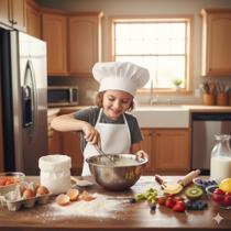 Kit Avental + Touca Infantil Mestre Cuca Para Cozinhar 2 Peças Unissex Liso Mini Chef Divertido Kit Avental + Touca Infantil Mestre Cuca Para Cozinhar 2 Peças Unissex Liso Mini Chef Divertido