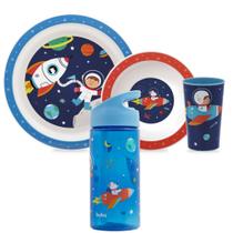 Kit Aventuras Astronauta Prato Tigela Bowl Copo E Garrafinha Buba Kit Aventuras Astronauta Prato Tigela Bowl Copo E Garrafinha Buba