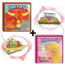 Kit Aventuras em 3D 2 Livros Pop-Up Dinossauros + Princesa Leitura Divertida Kit Aventuras em 3D 2 Livros Pop-Up Dinossauros + Princesa Leitura Divertida