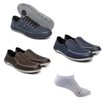 Kit Azul 3 Pares Sapatos Classico Hankook + Meia