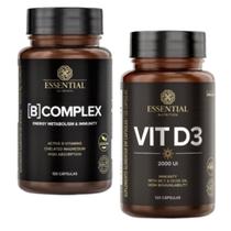 Kit B Complex Vitamina B Vitamina D3 2000 UI 120 cápsulas cada Essential Nutrition Kit B Complex Vitamina B Vitamina D3 2000 UI 120 cápsulas cada Essential Nutrition
