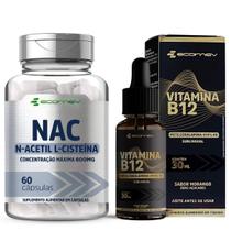Kit B12 Metilcobalamina forma Ativa Em Gotas 30ml Nac 600mg 60Cáps Ecomev