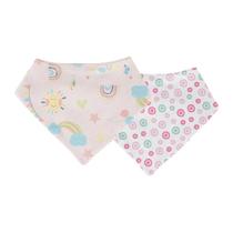 Kit Babador Bandana Bebê Com 2 Pçs Solzinho Rosa Papi Kit Babador Bandana Bebê Com 2 Pçs Solzinho Rosa Papi