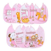 Kit Babador Bebê Impermeável Semaninha Algodão 7 Unidades Papi Rosa