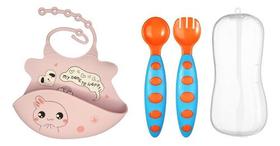 Kit Babador Cata Migalha + Colher E Garfo Talher Infantil Kit Babador Cata Migalha + Colher E Garfo Talher Infantil