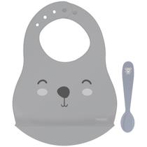 Kit Babador e Colher Infantil Tramontina Le Petit Cinza 2 Peças - 23797604