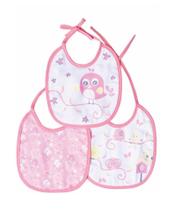 Kit Babador Felpudo Com 3 Pçs Rosa Estampado - Papi Kit Babador Felpudo Com 3 Pçs Rosa Estampado - Papi