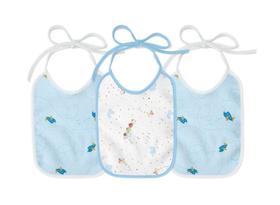 Kit Babador Felpudo Estampado Azul 25x19cm 3 Pçs Papi