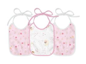 Kit Babador Felpudo Estampado Rosa 25x19cm 3 Pçs Papi