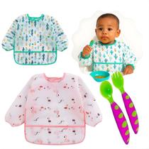 Kit Babador manga longa 2 Flamingo Cacto / Kit Garfo Comtac Kit Babador manga longa 2 Flamingo Cacto / Kit Garfo Comtac