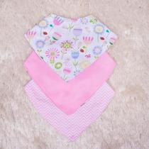 Kit Babador para Bebê Menina 3 peças Estampado Impermeável