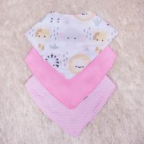 Kit Babador para Bebê Menina 3 peças Estampado Impermeável