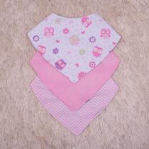 Kit Babador para Bebê Menina 3 peças Estampado Impermeável