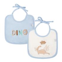 Kit Babadores Bebê 2 Pçs Dino Azul Menino Bordados - Hug Kit Babadores Bebê 2 Pçs Dino Azul Menino Bordados - Hug
