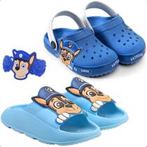 Kit Babuche Infantil E Chinelo Slide Nuvem Com Pulseira Patrulha Meninos Lançamento