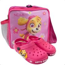 Kit Babuche Infantil Menina Com Lancheira Patrulha Rosa - NEXA